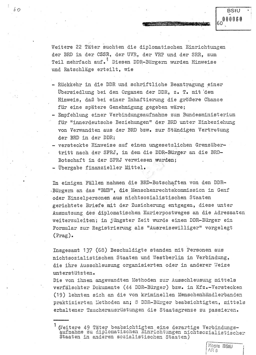 Jahresbericht der Hauptabteilung (HA) Ⅸ 1980, Analyse über die Entwicklung und die Wirksamkeit der politisch-operativen Arbeit der Linie Ⅸ in der Zeit vom 1. Januar 1980 bis 30. September 1980, Ministerium für Staatssicherheit (MfS) der Deutschen Demokratischen Republik (DDR), Hauptabteilung Ⅸ, Geheime Verschlußsache (GVS) 014-660/80, Berlin 1980, Seite 60 (Anal. MfS DDR HA Ⅸ GVS 014-660/80 1980, S. 60)