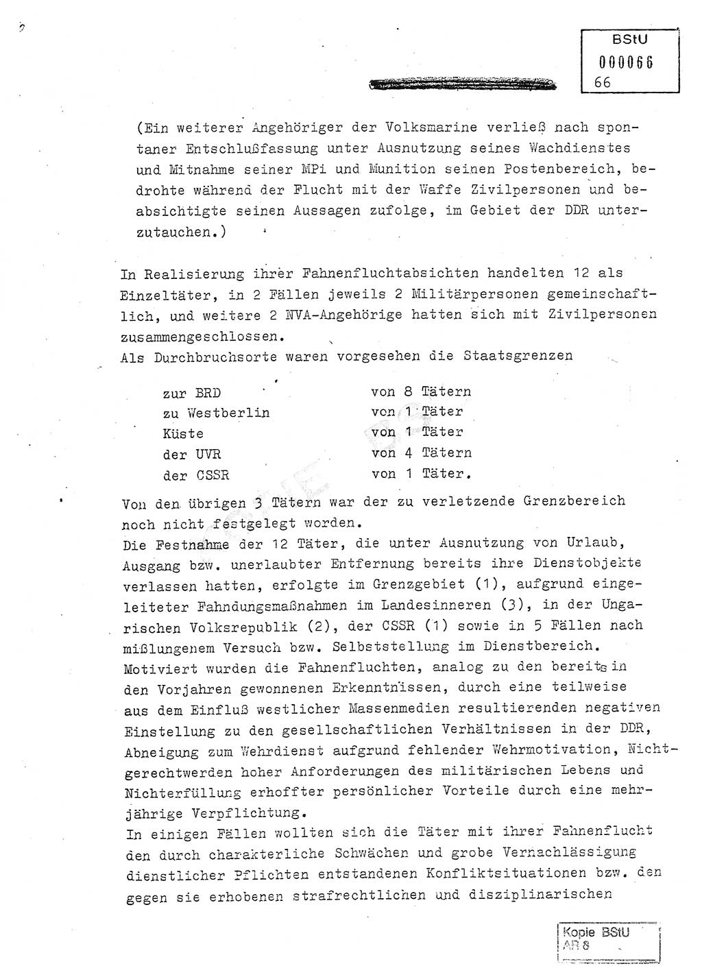 Jahresbericht der Hauptabteilung (HA) Ⅸ 1980, Analyse über die Entwicklung und die Wirksamkeit der politisch-operativen Arbeit der Linie Ⅸ in der Zeit vom 1. Januar 1980 bis 30. September 1980, Ministerium für Staatssicherheit (MfS) der Deutschen Demokratischen Republik (DDR), Hauptabteilung Ⅸ, Geheime Verschlußsache (GVS) 014-660/80, Berlin 1980, Seite 66 (Anal. MfS DDR HA Ⅸ GVS 014-660/80 1980, S. 66)