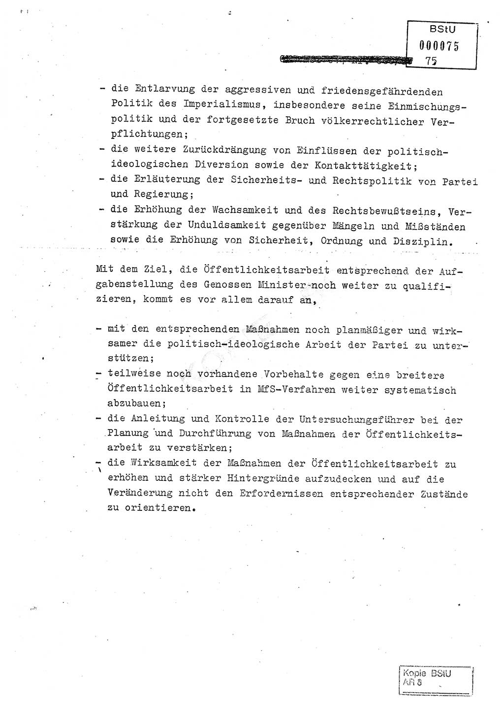 Jahresbericht der Hauptabteilung (HA) Ⅸ 1980, Analyse über die Entwicklung und die Wirksamkeit der politisch-operativen Arbeit der Linie Ⅸ in der Zeit vom 1. Januar 1980 bis 30. September 1980, Ministerium für Staatssicherheit (MfS) der Deutschen Demokratischen Republik (DDR), Hauptabteilung Ⅸ, Geheime Verschlußsache (GVS) 014-660/80, Berlin 1980, Seite 75 (Anal. MfS DDR HA Ⅸ GVS 014-660/80 1980, S. 75)