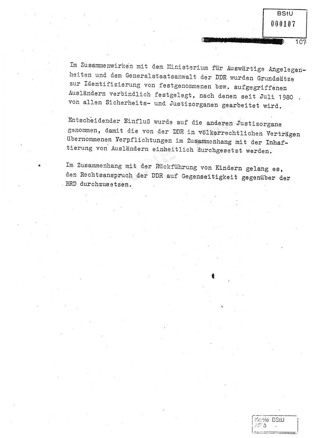 Jahresbericht der Hauptabteilung (HA) Ⅸ 1980, Analyse über die Entwicklung und die Wirksamkeit der politisch-operativen Arbeit der Linie Ⅸ in der Zeit vom 1. Januar 1980 bis 30. September 1980, Ministerium für Staatssicherheit (MfS) der Deutschen Demokratischen Republik (DDR), Hauptabteilung Ⅸ, Geheime Verschlußsache (GVS) 014-660/80, Berlin 1980, Seite 107 (Anal. MfS DDR HA Ⅸ GVS 014-660/80 1980, S. 107)