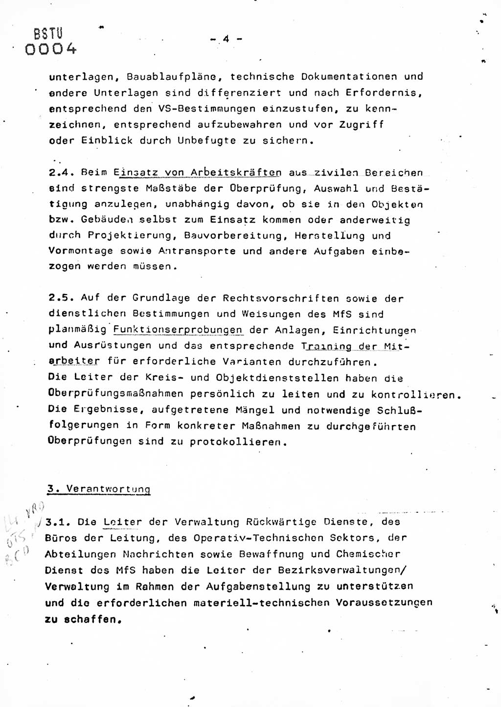 Anweisung Nr. 10/80 zur Gewährleistung der Sicherheit der Dienstobjekte, Dienstgebäude und Einrichtungen der Kreis- und Objektdienststellen des Ministeriums für Staatssicherheit durch bauliche, technische, nachrichten-technische und brandschutz-technische Maßnahmen, Ministerium für Staatssicherheit (MfS) [Deutsche Demokratische Republik (DDR)], Der Minister, Vertrauliche Verschlußsache (VVS) ooo8-67/80, Berlin 1980, Seite 4 (Anw. 10/80 DDR MfS Min. VVS ooo8-67/80 1980, S. 4)