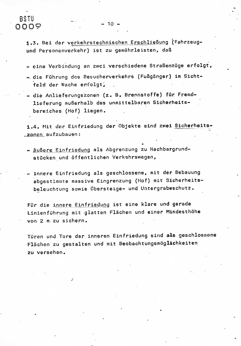 Anweisung Nr. 10/80 zur GewÃ¤hrleistung der Sicherheit der Dienstobjekte, DienstgebÃ¤ude und Einrichtungen der Kreis- und Objektdienststellen des Ministeriums fÃ¼r Staatssicherheit durch bauliche, technische, nachrichten-technische und brandschutz-technische MaÃŸnahmen, Ministerium fÃ¼r Staatssicherheit (MfS) [Deutsche Demokratische Republik (DDR)], Der Minister, Vertrauliche VerschluÃŸsache (VVS) ooo8-67/80, Berlin 1980, Seite 10 (Anw. 10/80 DDR MfS Min. VVS ooo8-67/80 1980, S. 10)