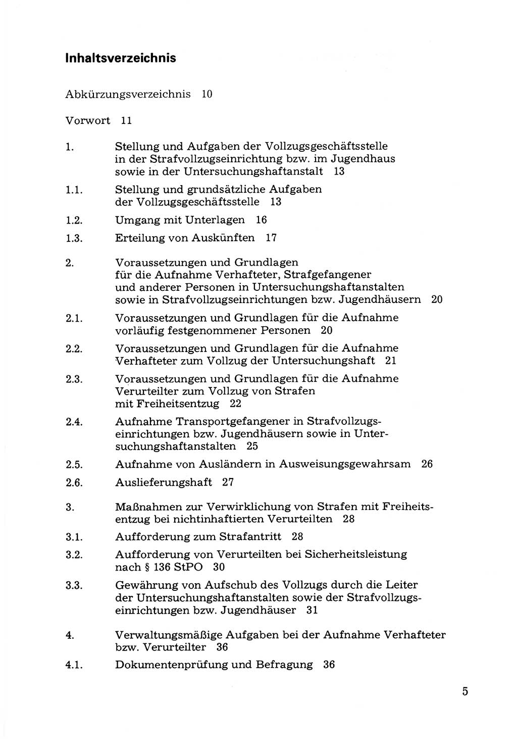 Verwaltungsmäßige Aufgaben beim Vollzug der Untersuchungshaft (U-Haft) sowie der Strafen mit Freiheitsentzug (SV) [Deutsche Demokratische Republik (DDR)] 1980, Seite 5 (Aufg. Vollz. U-Haft SV DDR 1980, S. 5)