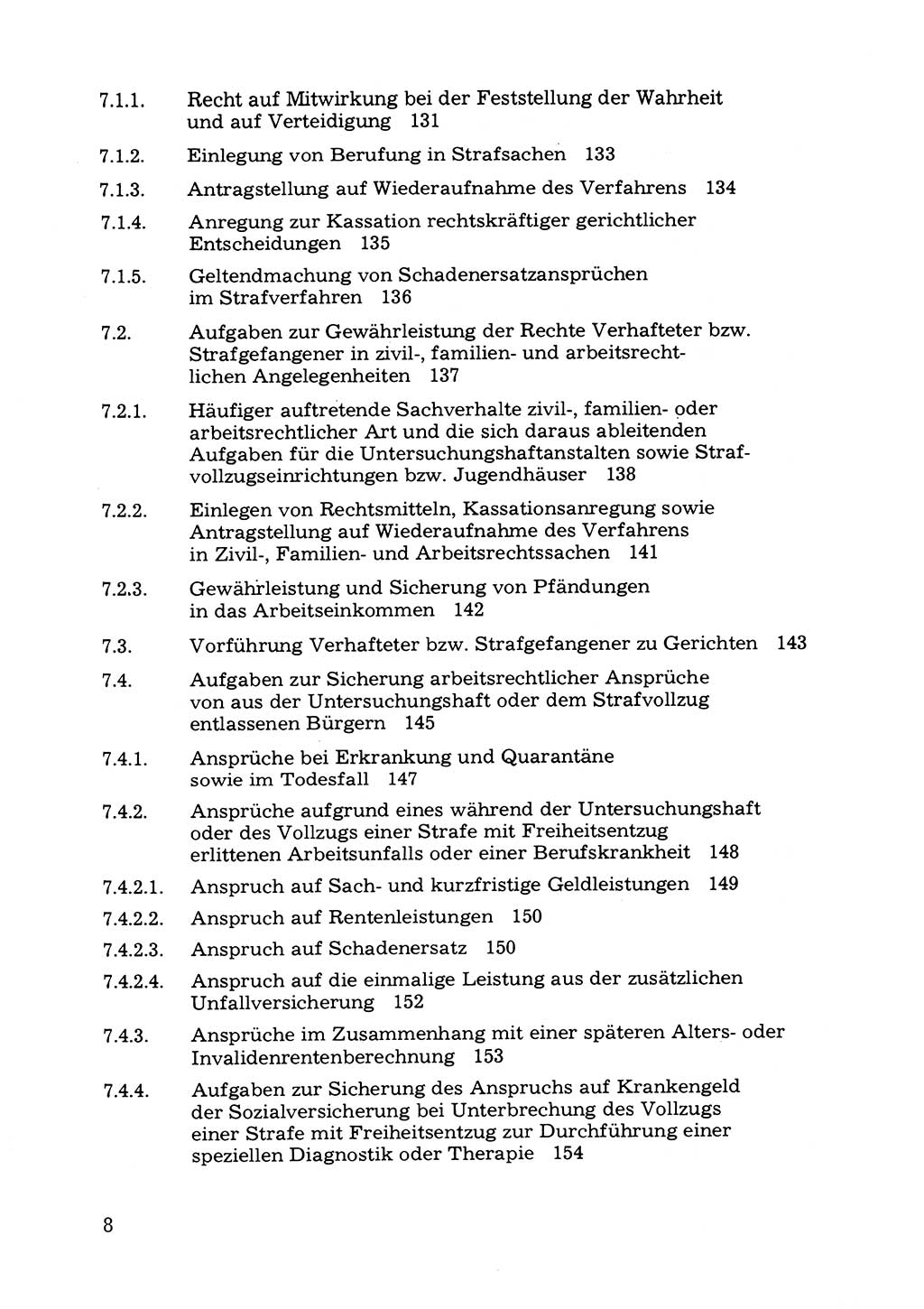 Verwaltungsmäßige Aufgaben beim Vollzug der Untersuchungshaft (U-Haft) sowie der Strafen mit Freiheitsentzug (SV) [Deutsche Demokratische Republik (DDR)] 1980, Seite 8 (Aufg. Vollz. U-Haft SV DDR 1980, S. 8)