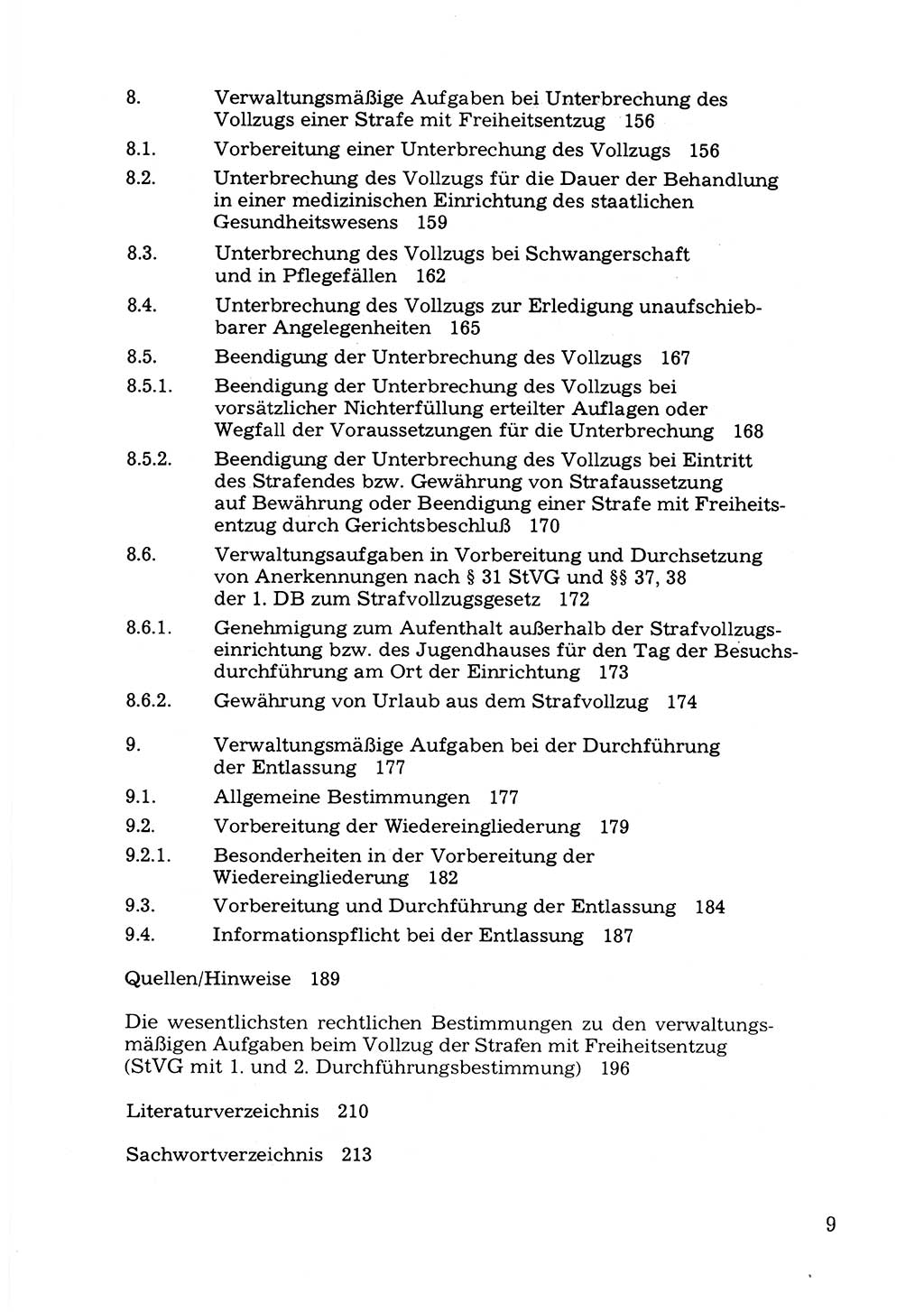 Verwaltungsmäßige Aufgaben beim Vollzug der Untersuchungshaft (U-Haft) sowie der Strafen mit Freiheitsentzug (SV) [Deutsche Demokratische Republik (DDR)] 1980, Seite 9 (Aufg. Vollz. U-Haft SV DDR 1980, S. 9)