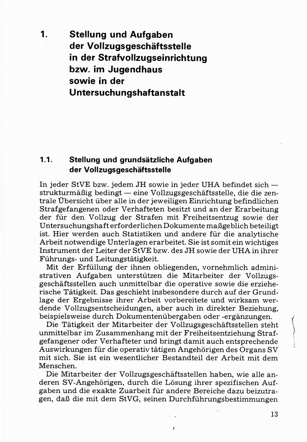 Verwaltungsmäßige Aufgaben beim Vollzug der Untersuchungshaft (U-Haft) sowie der Strafen mit Freiheitsentzug (SV) [Deutsche Demokratische Republik (DDR)] 1980, Seite 13 (Aufg. Vollz. U-Haft SV DDR 1980, S. 13)