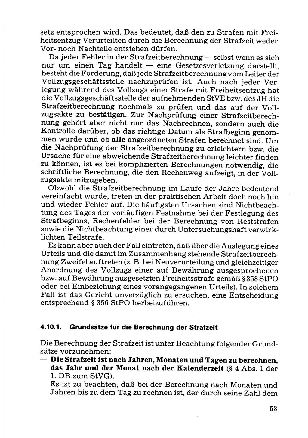 Verwaltungsmäßige Aufgaben beim Vollzug der Untersuchungshaft (U-Haft) sowie der Strafen mit Freiheitsentzug (SV) [Deutsche Demokratische Republik (DDR)] 1980, Seite 53 (Aufg. Vollz. U-Haft SV DDR 1980, S. 53)