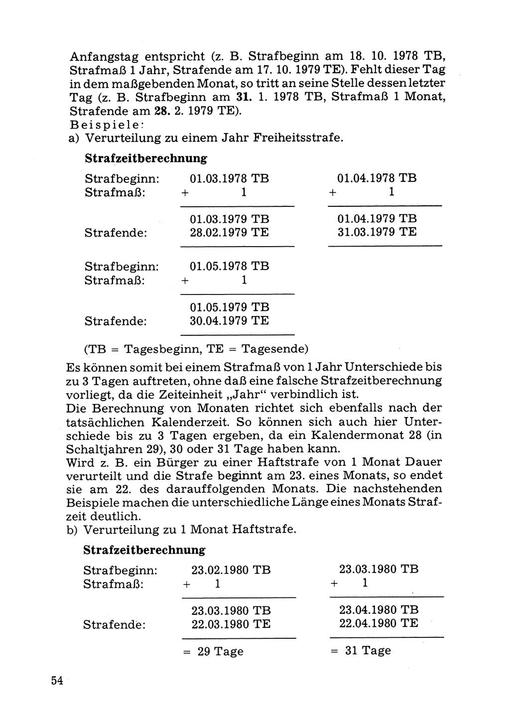 Verwaltungsmäßige Aufgaben beim Vollzug der Untersuchungshaft (U-Haft) sowie der Strafen mit Freiheitsentzug (SV) [Deutsche Demokratische Republik (DDR)] 1980, Seite 54 (Aufg. Vollz. U-Haft SV DDR 1980, S. 54)