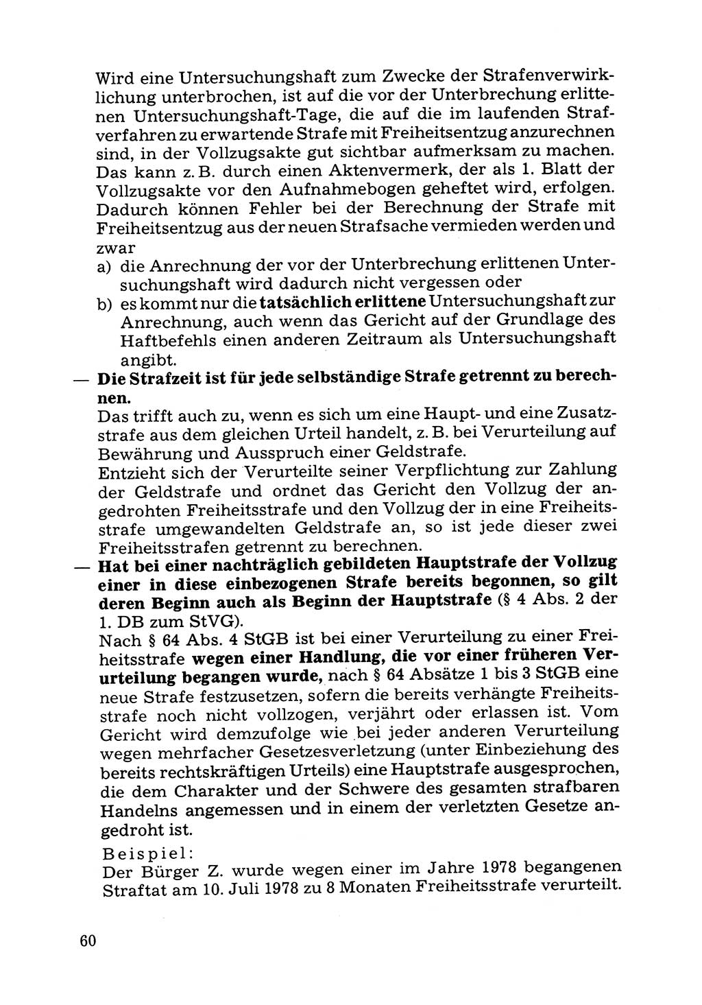 Verwaltungsmäßige Aufgaben beim Vollzug der Untersuchungshaft (U-Haft) sowie der Strafen mit Freiheitsentzug (SV) [Deutsche Demokratische Republik (DDR)] 1980, Seite 60 (Aufg. Vollz. U-Haft SV DDR 1980, S. 60)