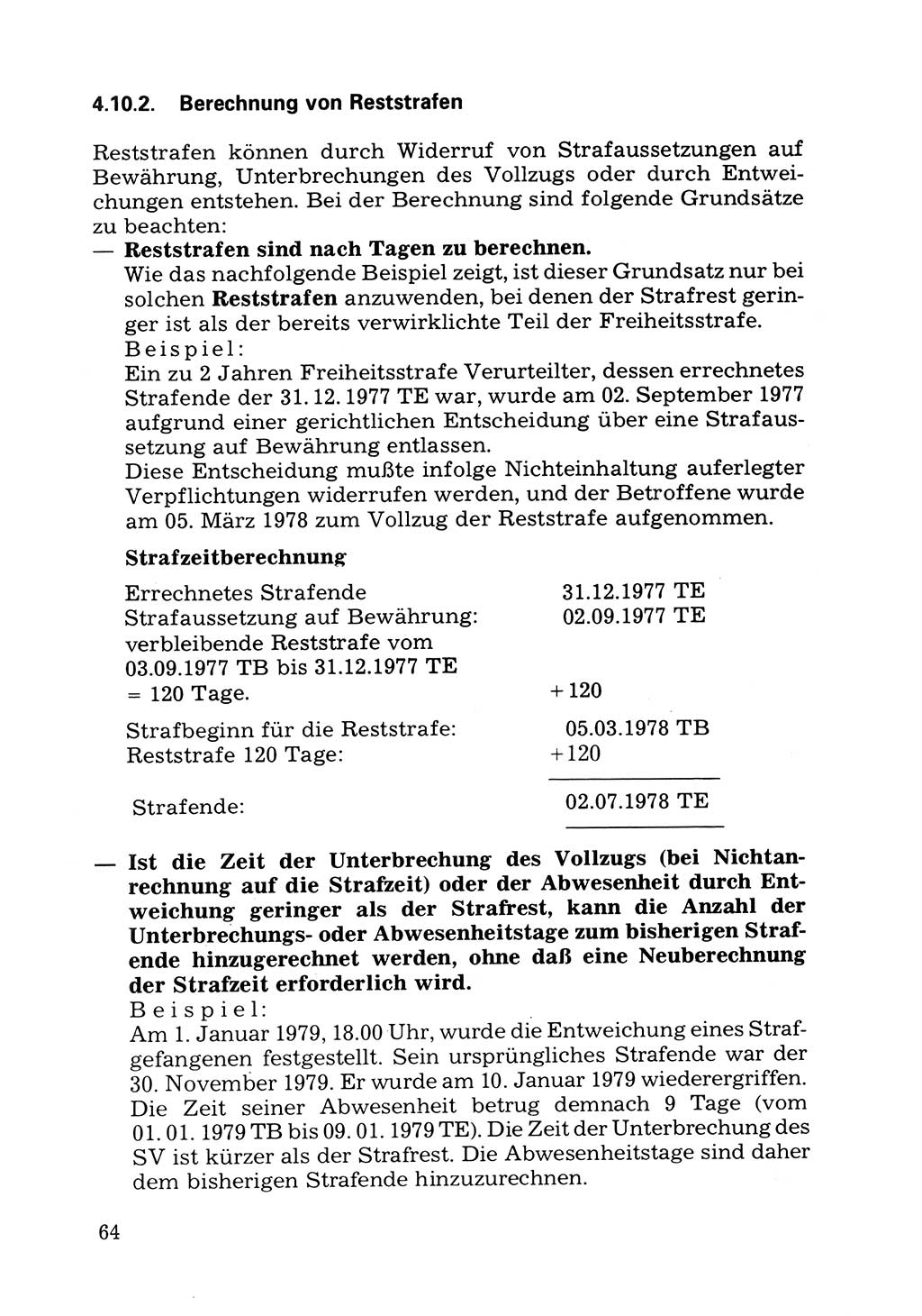 Verwaltungsmäßige Aufgaben beim Vollzug der Untersuchungshaft (U-Haft) sowie der Strafen mit Freiheitsentzug (SV) [Deutsche Demokratische Republik (DDR)] 1980, Seite 64 (Aufg. Vollz. U-Haft SV DDR 1980, S. 64)