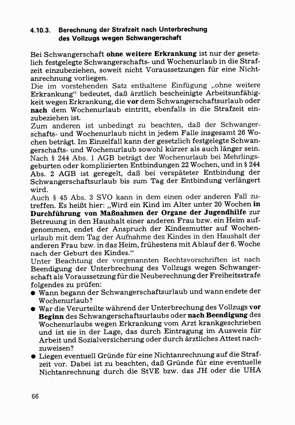Verwaltungsmäßige Aufgaben beim Vollzug der Untersuchungshaft (U-Haft) sowie der Strafen mit Freiheitsentzug (SV) [Deutsche Demokratische Republik (DDR)] 1980, Seite 66 (Aufg. Vollz. U-Haft SV DDR 1980, S. 66)
