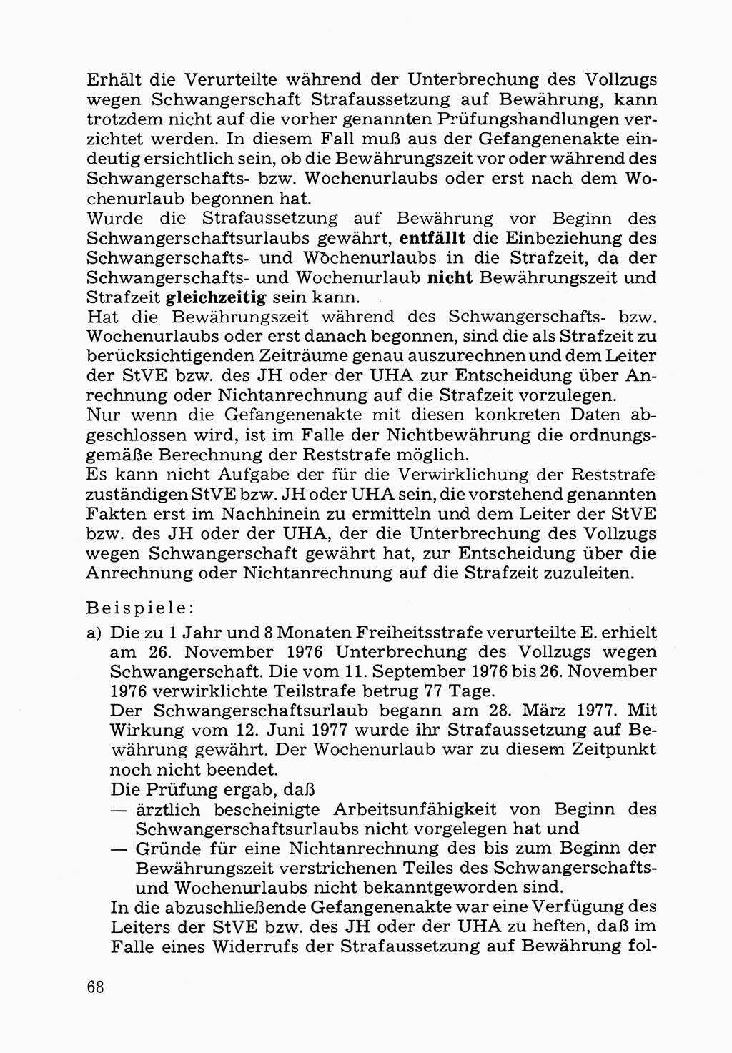 Verwaltungsmäßige Aufgaben beim Vollzug der Untersuchungshaft (U-Haft) sowie der Strafen mit Freiheitsentzug (SV) [Deutsche Demokratische Republik (DDR)] 1980, Seite 68 (Aufg. Vollz. U-Haft SV DDR 1980, S. 68)
