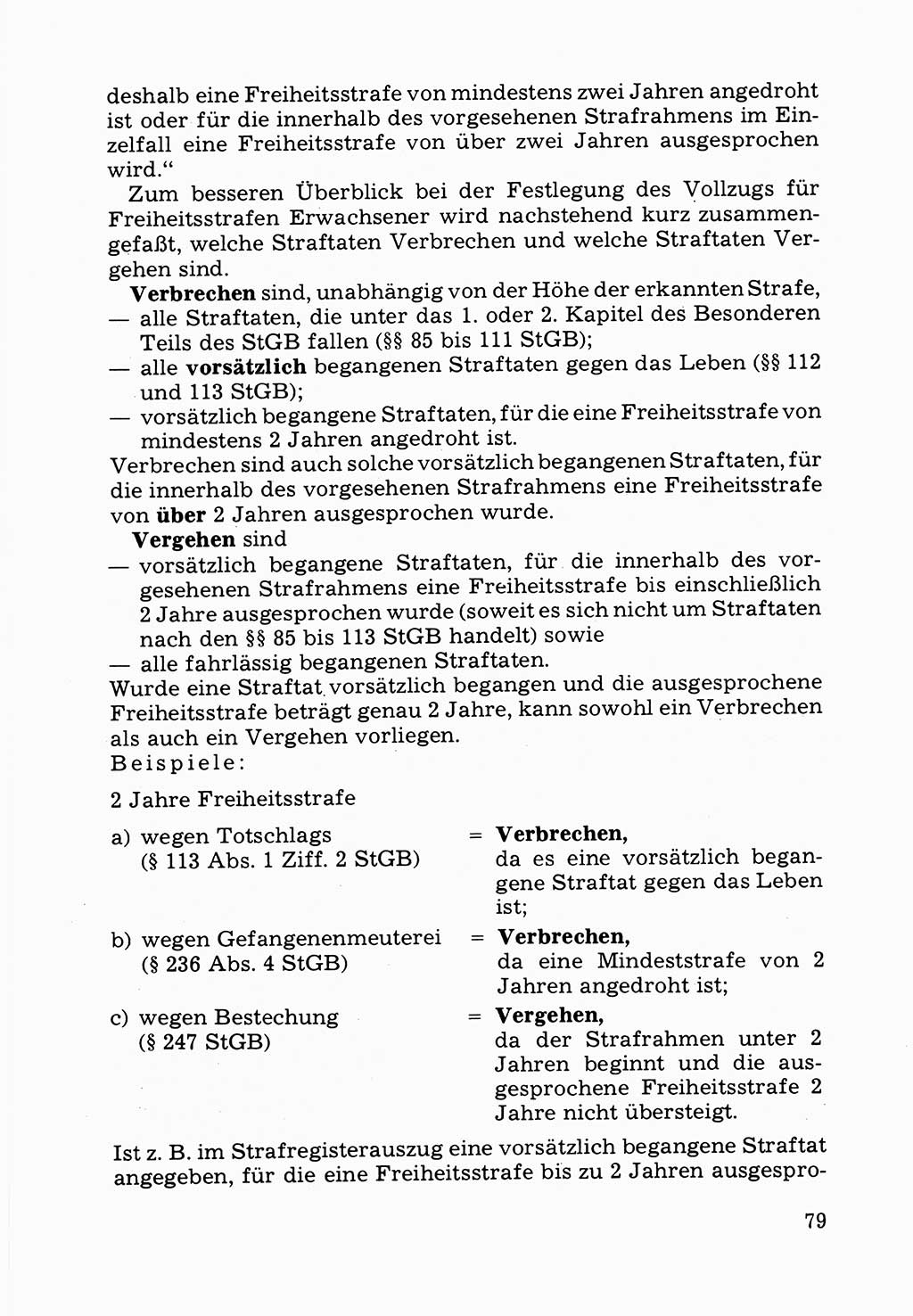 Verwaltungsmäßige Aufgaben beim Vollzug der Untersuchungshaft (U-Haft) sowie der Strafen mit Freiheitsentzug (SV) [Deutsche Demokratische Republik (DDR)] 1980, Seite 79 (Aufg. Vollz. U-Haft SV DDR 1980, S. 79)