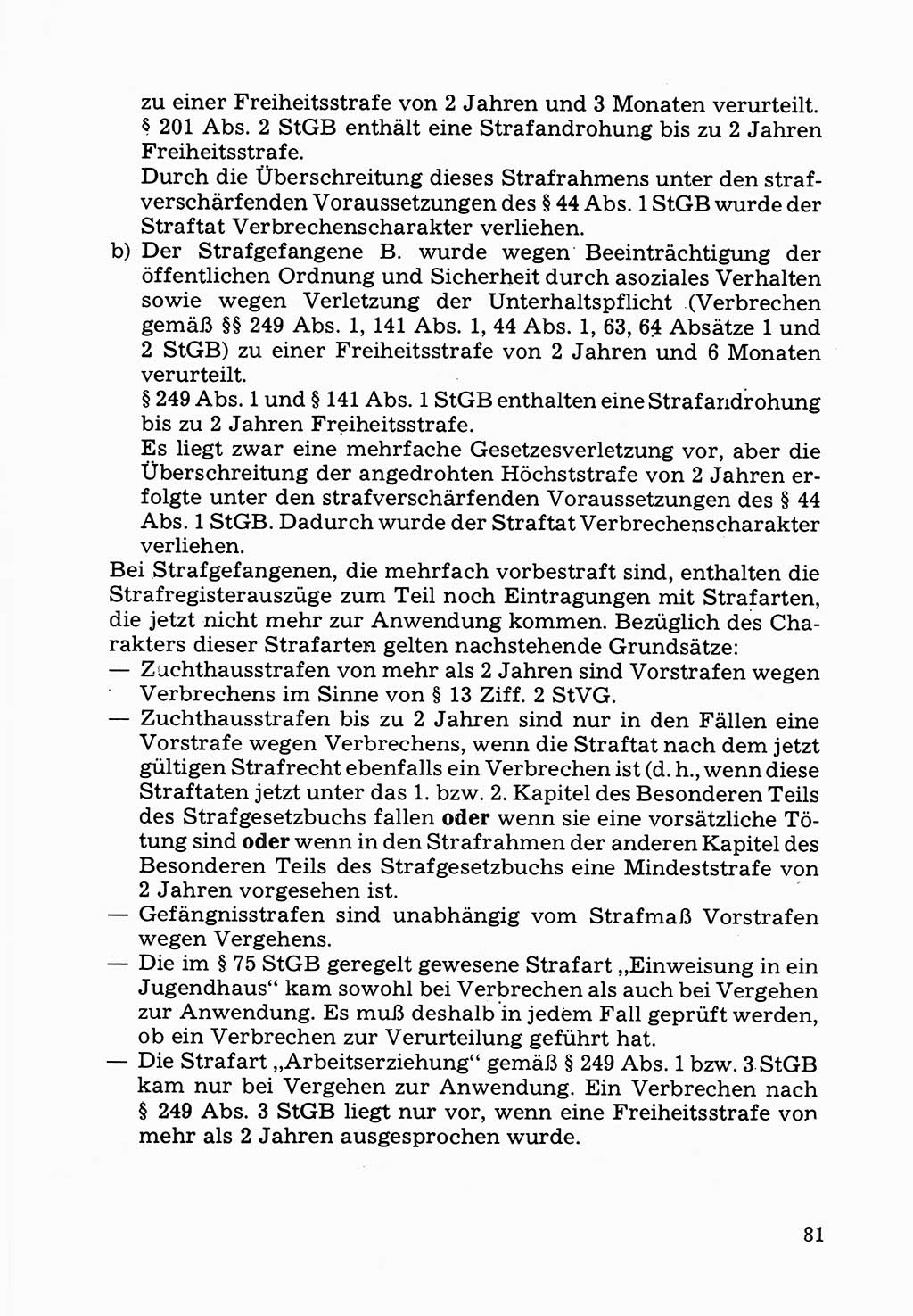 Verwaltungsmäßige Aufgaben beim Vollzug der Untersuchungshaft (U-Haft) sowie der Strafen mit Freiheitsentzug (SV) [Deutsche Demokratische Republik (DDR)] 1980, Seite 81 (Aufg. Vollz. U-Haft SV DDR 1980, S. 81)