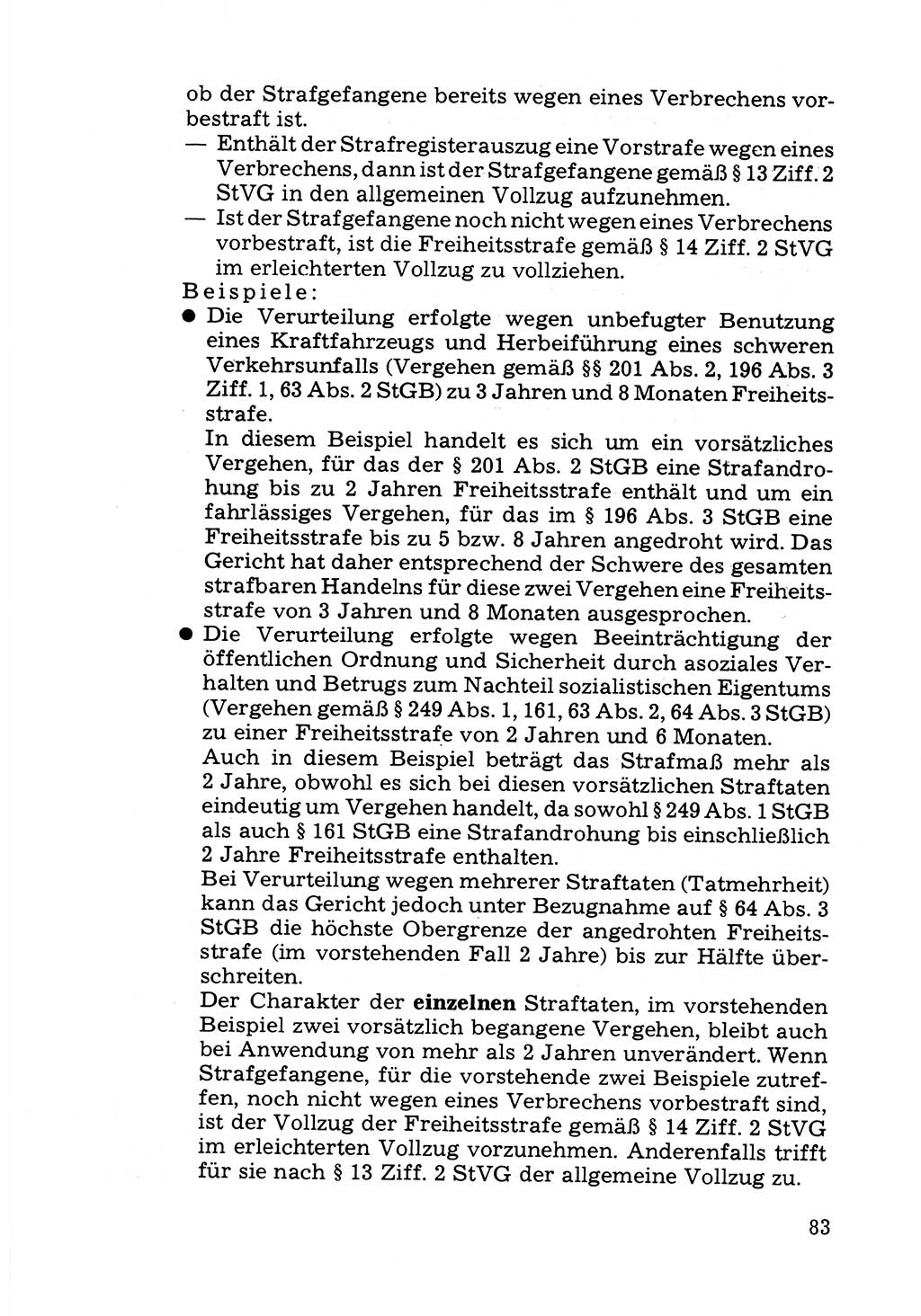 Verwaltungsmäßige Aufgaben beim Vollzug der Untersuchungshaft (U-Haft) sowie der Strafen mit Freiheitsentzug (SV) [Deutsche Demokratische Republik (DDR)] 1980, Seite 83 (Aufg. Vollz. U-Haft SV DDR 1980, S. 83)
