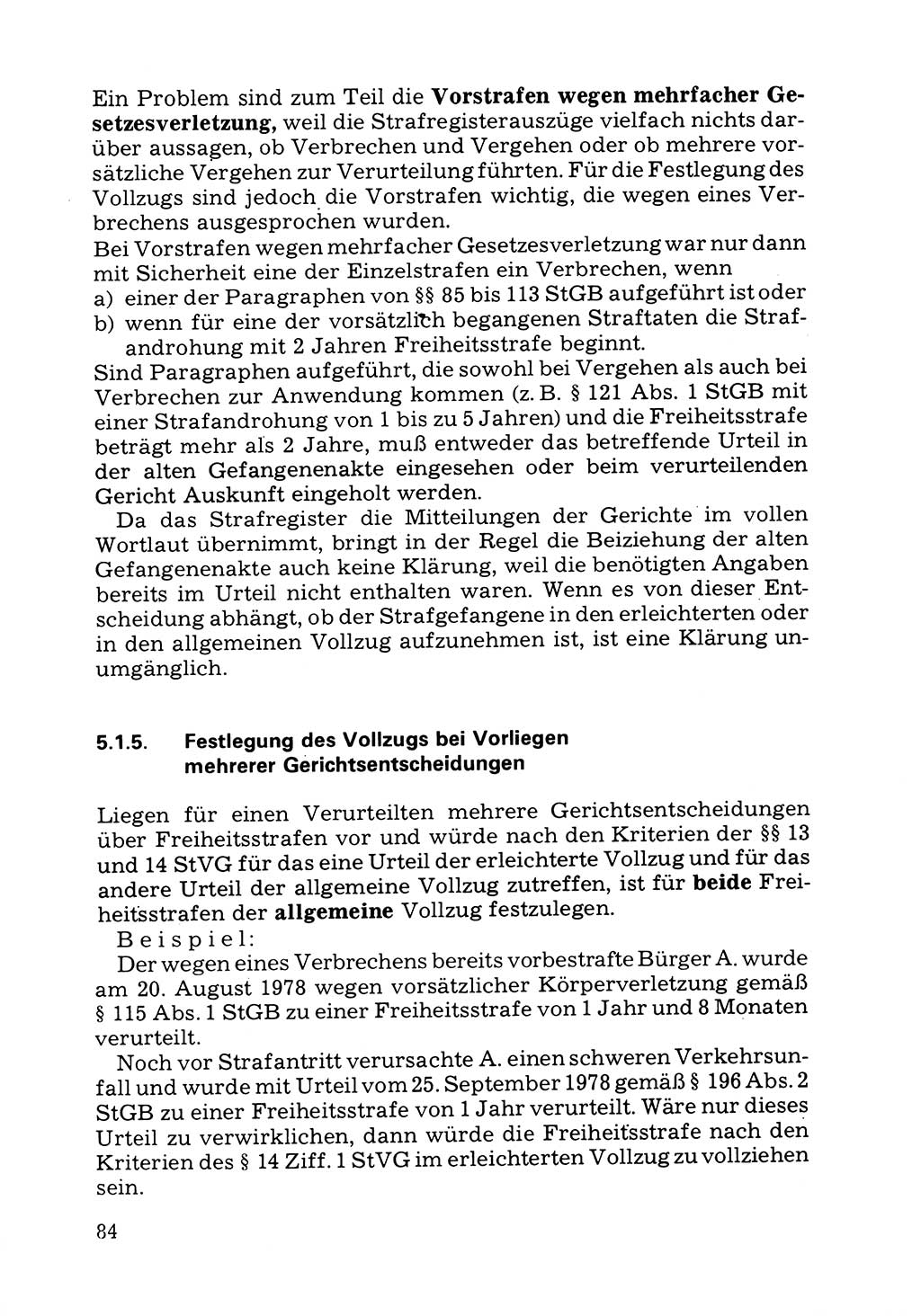 Verwaltungsmäßige Aufgaben beim Vollzug der Untersuchungshaft (U-Haft) sowie der Strafen mit Freiheitsentzug (SV) [Deutsche Demokratische Republik (DDR)] 1980, Seite 84 (Aufg. Vollz. U-Haft SV DDR 1980, S. 84)