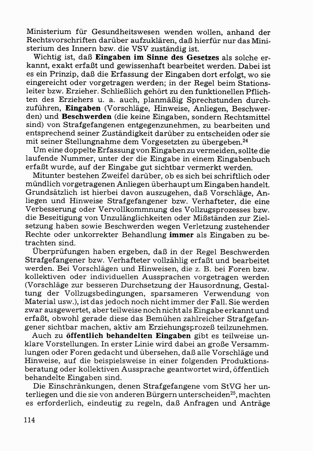 Verwaltungsmäßige Aufgaben beim Vollzug der Untersuchungshaft (U-Haft) sowie der Strafen mit Freiheitsentzug (SV) [Deutsche Demokratische Republik (DDR)] 1980, Seite 114 (Aufg. Vollz. U-Haft SV DDR 1980, S. 114)