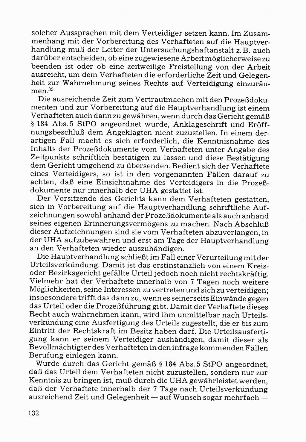 Verwaltungsmäßige Aufgaben beim Vollzug der Untersuchungshaft (U-Haft) sowie der Strafen mit Freiheitsentzug (SV) [Deutsche Demokratische Republik (DDR)] 1980, Seite 132 (Aufg. Vollz. U-Haft SV DDR 1980, S. 132)