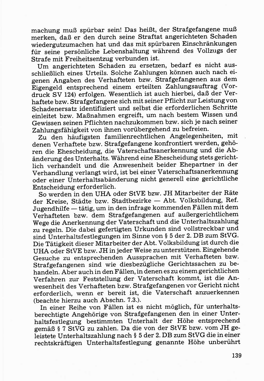 Verwaltungsmäßige Aufgaben beim Vollzug der Untersuchungshaft (U-Haft) sowie der Strafen mit Freiheitsentzug (SV) [Deutsche Demokratische Republik (DDR)] 1980, Seite 139 (Aufg. Vollz. U-Haft SV DDR 1980, S. 139)