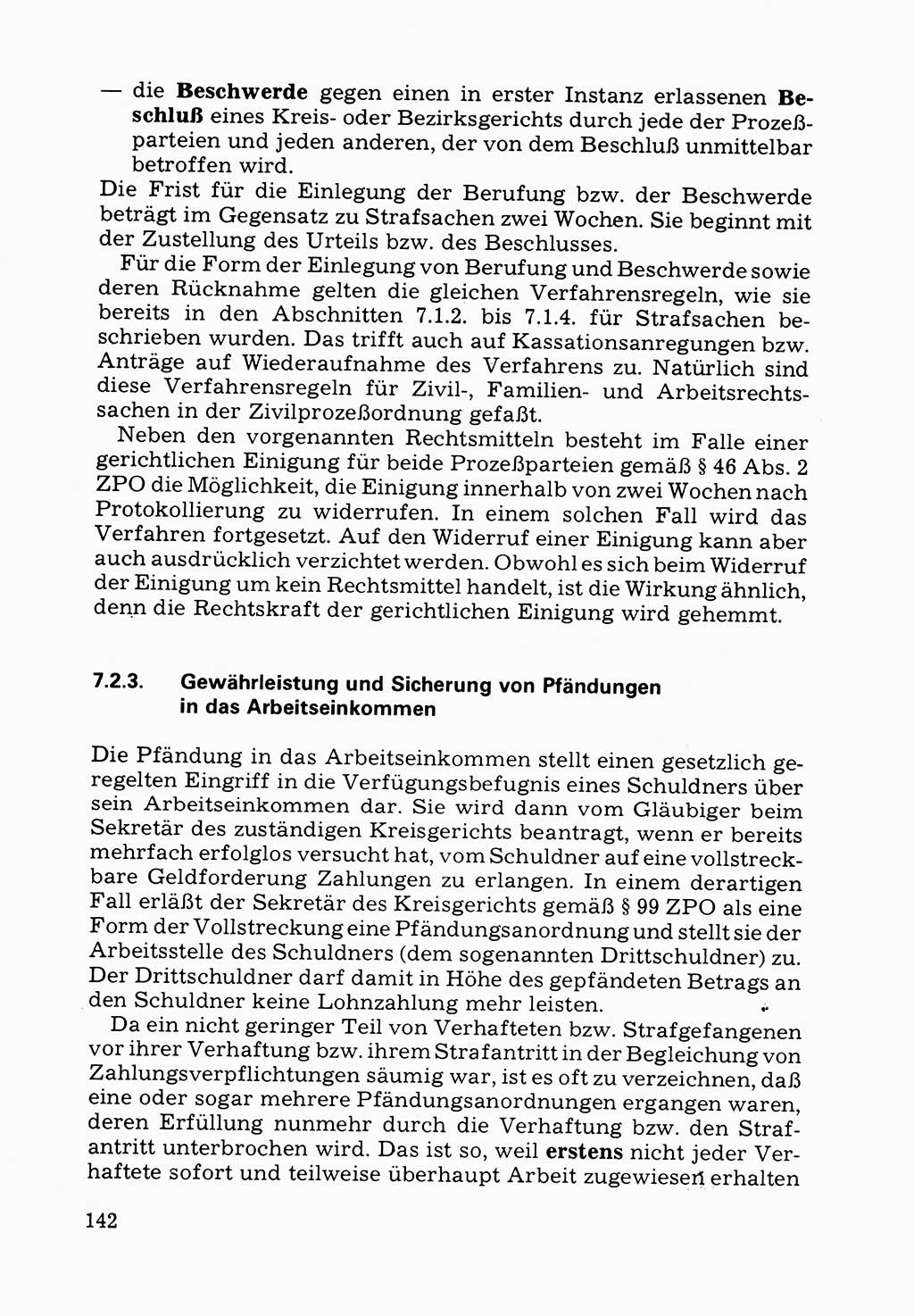 Verwaltungsmäßige Aufgaben beim Vollzug der Untersuchungshaft (U-Haft) sowie der Strafen mit Freiheitsentzug (SV) [Deutsche Demokratische Republik (DDR)] 1980, Seite 142 (Aufg. Vollz. U-Haft SV DDR 1980, S. 142)