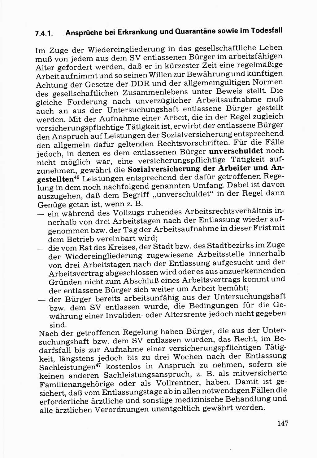 Verwaltungsmäßige Aufgaben beim Vollzug der Untersuchungshaft (U-Haft) sowie der Strafen mit Freiheitsentzug (SV) [Deutsche Demokratische Republik (DDR)] 1980, Seite 147 (Aufg. Vollz. U-Haft SV DDR 1980, S. 147)