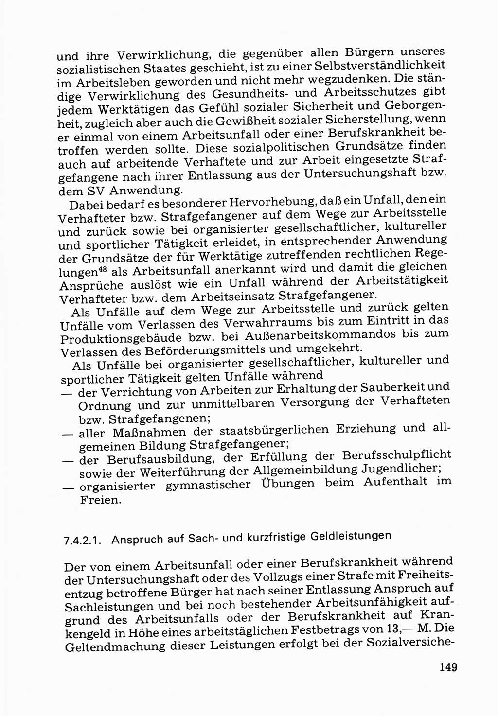 Verwaltungsmäßige Aufgaben beim Vollzug der Untersuchungshaft (U-Haft) sowie der Strafen mit Freiheitsentzug (SV) [Deutsche Demokratische Republik (DDR)] 1980, Seite 149 (Aufg. Vollz. U-Haft SV DDR 1980, S. 149)