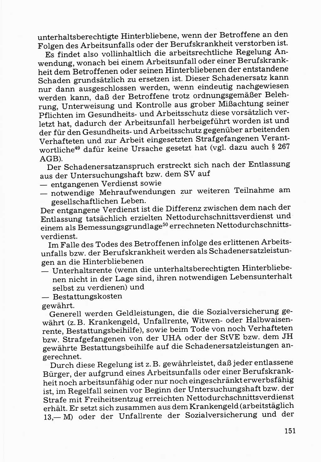 Verwaltungsmäßige Aufgaben beim Vollzug der Untersuchungshaft (U-Haft) sowie der Strafen mit Freiheitsentzug (SV) [Deutsche Demokratische Republik (DDR)] 1980, Seite 151 (Aufg. Vollz. U-Haft SV DDR 1980, S. 151)