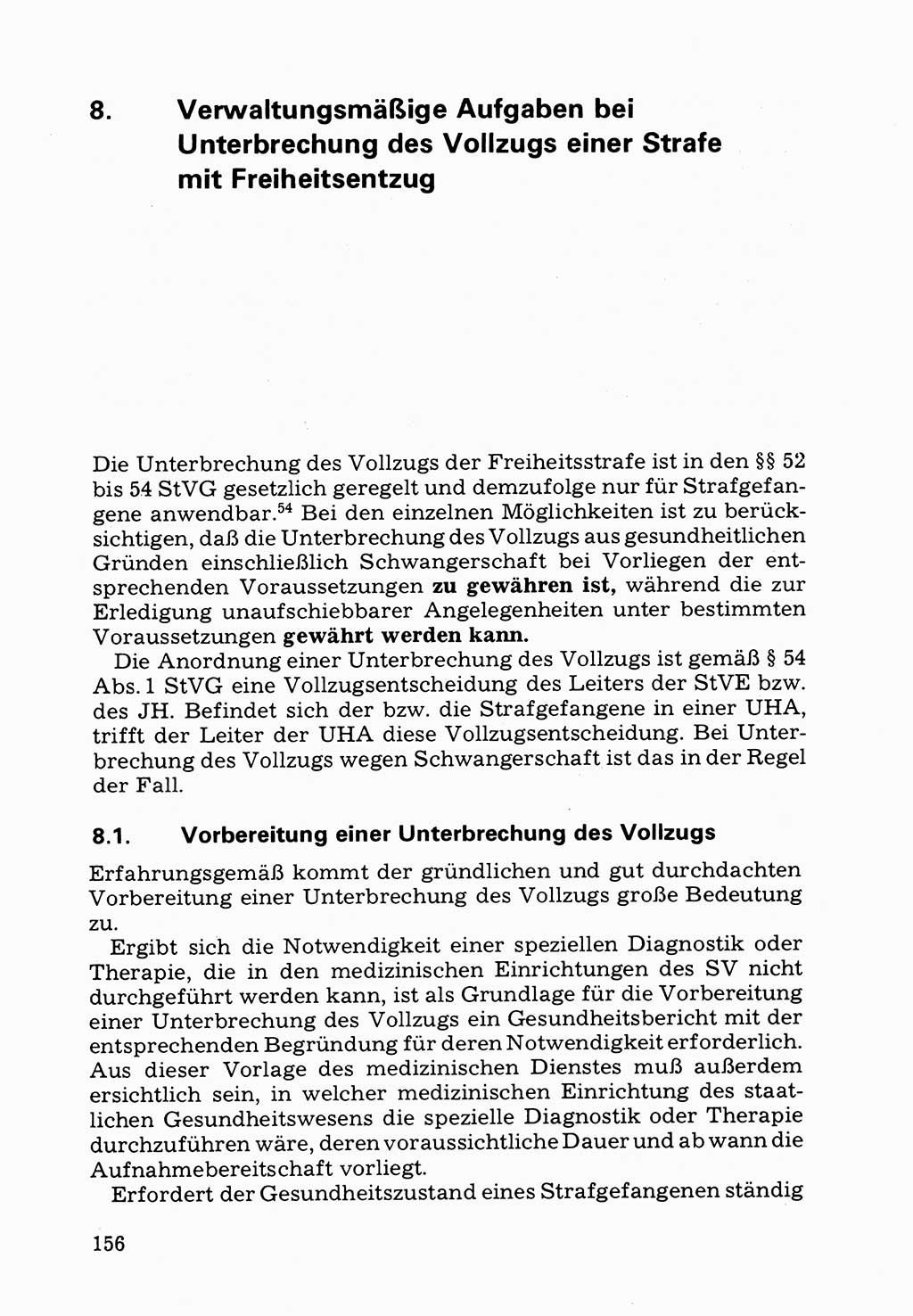 Verwaltungsmäßige Aufgaben beim Vollzug der Untersuchungshaft (U-Haft) sowie der Strafen mit Freiheitsentzug (SV) [Deutsche Demokratische Republik (DDR)] 1980, Seite 156 (Aufg. Vollz. U-Haft SV DDR 1980, S. 156)