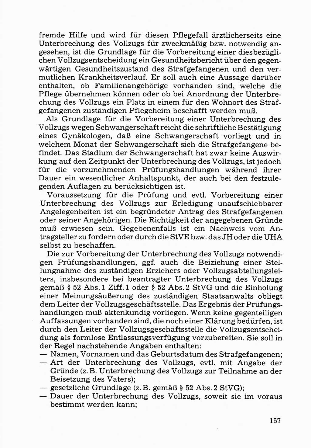 Verwaltungsmäßige Aufgaben beim Vollzug der Untersuchungshaft (U-Haft) sowie der Strafen mit Freiheitsentzug (SV) [Deutsche Demokratische Republik (DDR)] 1980, Seite 157 (Aufg. Vollz. U-Haft SV DDR 1980, S. 157)