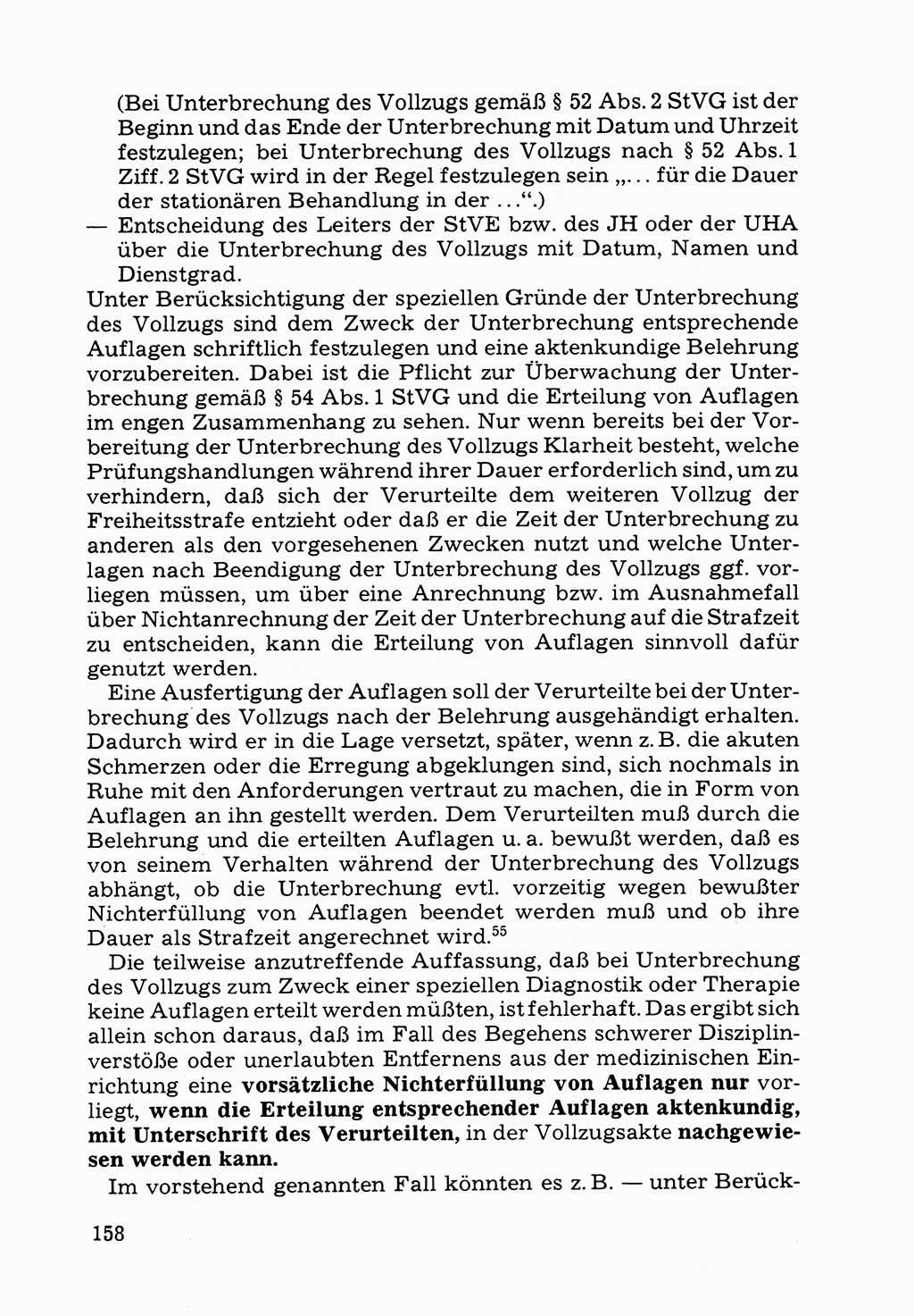 Verwaltungsmäßige Aufgaben beim Vollzug der Untersuchungshaft (U-Haft) sowie der Strafen mit Freiheitsentzug (SV) [Deutsche Demokratische Republik (DDR)] 1980, Seite 158 (Aufg. Vollz. U-Haft SV DDR 1980, S. 158)
