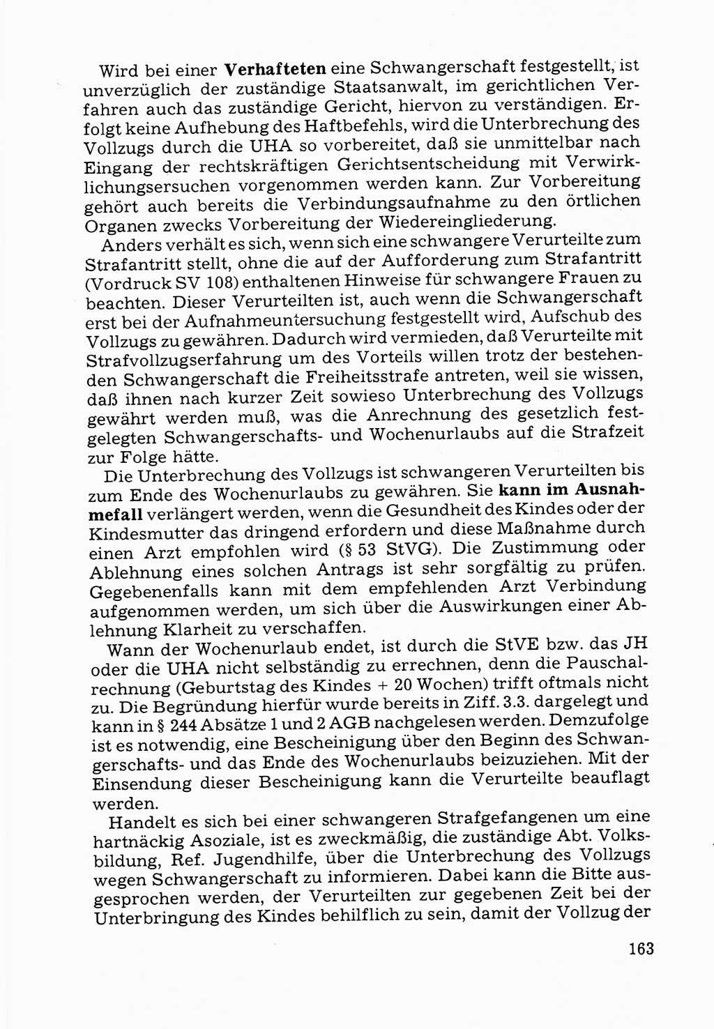 Verwaltungsmäßige Aufgaben beim Vollzug der Untersuchungshaft (U-Haft) sowie der Strafen mit Freiheitsentzug (SV) [Deutsche Demokratische Republik (DDR)] 1980, Seite 163 (Aufg. Vollz. U-Haft SV DDR 1980, S. 163)