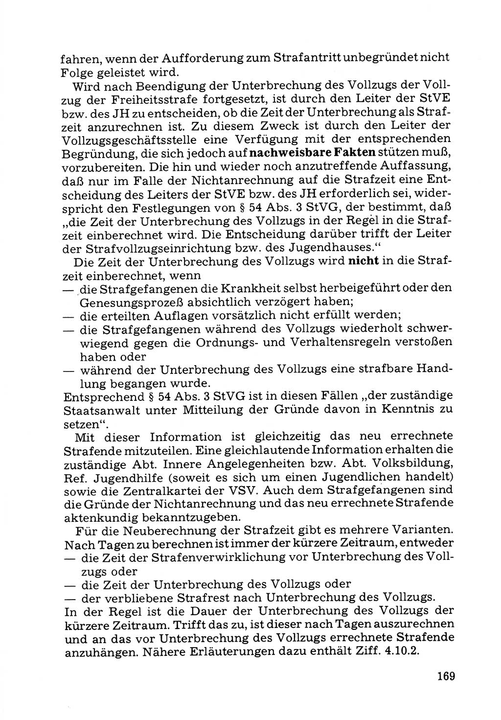 Verwaltungsmäßige Aufgaben beim Vollzug der Untersuchungshaft (U-Haft) sowie der Strafen mit Freiheitsentzug (SV) [Deutsche Demokratische Republik (DDR)] 1980, Seite 169 (Aufg. Vollz. U-Haft SV DDR 1980, S. 169)