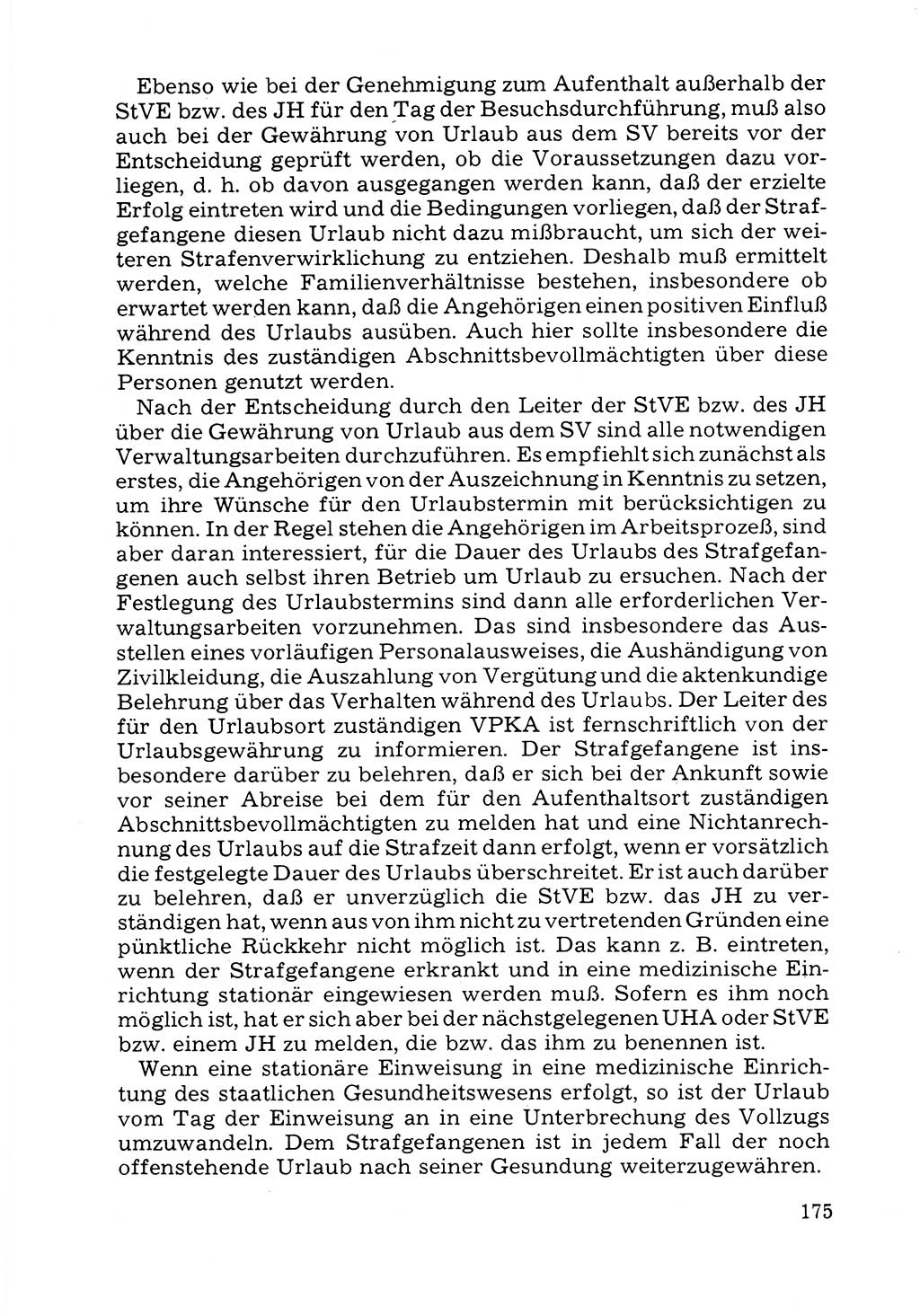 Verwaltungsmäßige Aufgaben beim Vollzug der Untersuchungshaft (U-Haft) sowie der Strafen mit Freiheitsentzug (SV) [Deutsche Demokratische Republik (DDR)] 1980, Seite 175 (Aufg. Vollz. U-Haft SV DDR 1980, S. 175)