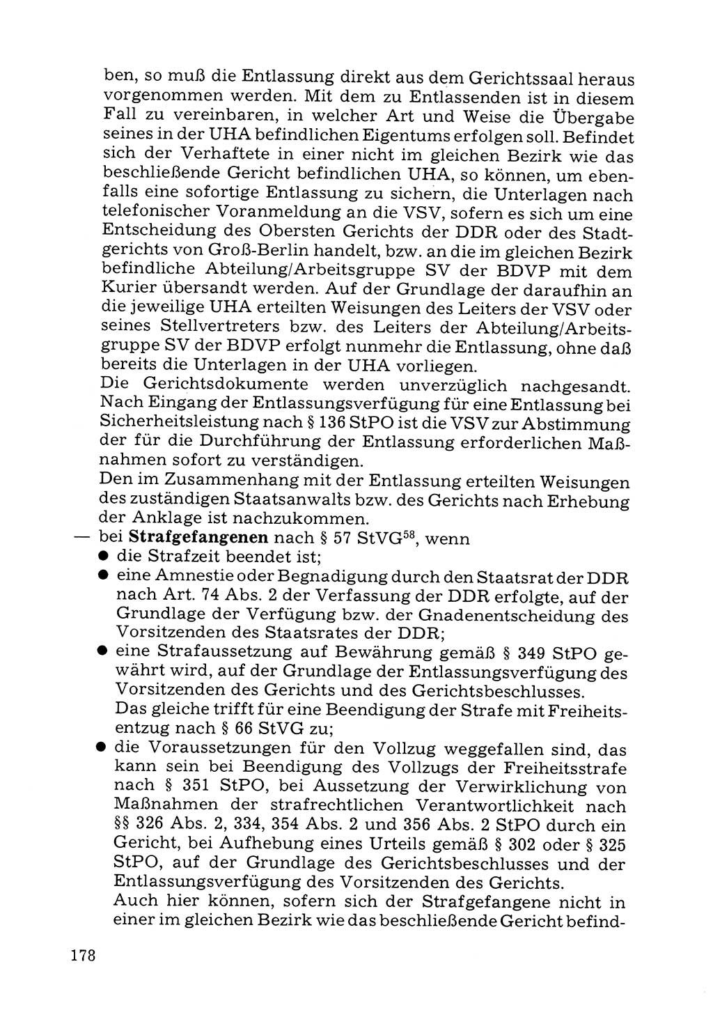 Verwaltungsmäßige Aufgaben beim Vollzug der Untersuchungshaft (U-Haft) sowie der Strafen mit Freiheitsentzug (SV) [Deutsche Demokratische Republik (DDR)] 1980, Seite 178 (Aufg. Vollz. U-Haft SV DDR 1980, S. 178)