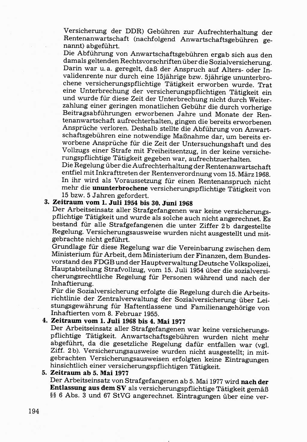 Verwaltungsmäßige Aufgaben beim Vollzug der Untersuchungshaft (U-Haft) sowie der Strafen mit Freiheitsentzug (SV) [Deutsche Demokratische Republik (DDR)] 1980, Seite 194 (Aufg. Vollz. U-Haft SV DDR 1980, S. 194)