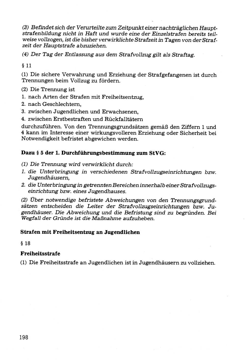 Verwaltungsmäßige Aufgaben beim Vollzug der Untersuchungshaft (U-Haft) sowie der Strafen mit Freiheitsentzug (SV) [Deutsche Demokratische Republik (DDR)] 1980, Seite 198 (Aufg. Vollz. U-Haft SV DDR 1980, S. 198)