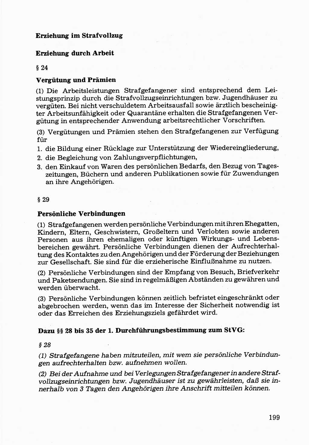 Verwaltungsmäßige Aufgaben beim Vollzug der Untersuchungshaft (U-Haft) sowie der Strafen mit Freiheitsentzug (SV) [Deutsche Demokratische Republik (DDR)] 1980, Seite 199 (Aufg. Vollz. U-Haft SV DDR 1980, S. 199)