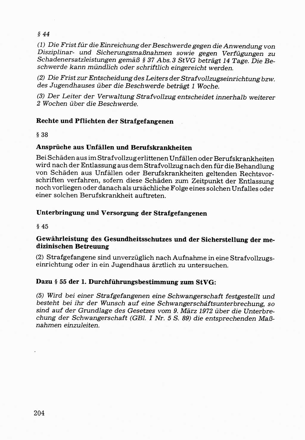Verwaltungsmäßige Aufgaben beim Vollzug der Untersuchungshaft (U-Haft) sowie der Strafen mit Freiheitsentzug (SV) [Deutsche Demokratische Republik (DDR)] 1980, Seite 204 (Aufg. Vollz. U-Haft SV DDR 1980, S. 204)