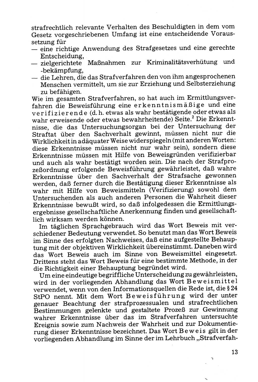 Grundfragen der Beweisführung im Ermittlungsverfahren [Deutsche Demokratische Republik (DDR)] 1980, Seite 13 (Bws.-Fhrg. EV DDR 1980, S. 13)