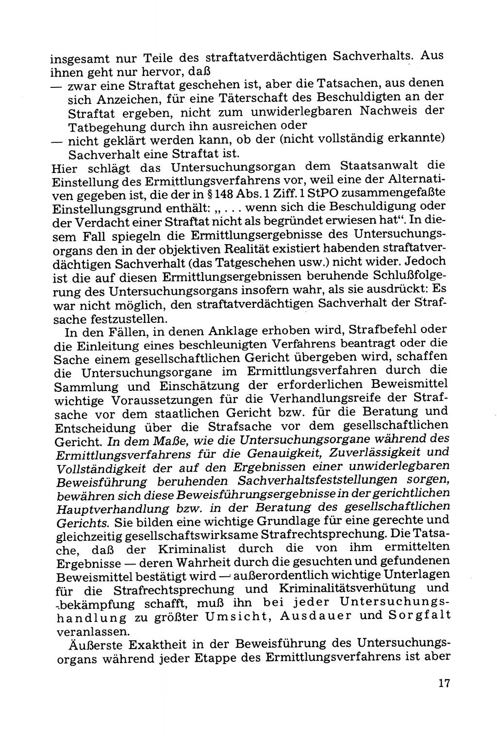 Grundfragen der Beweisführung im Ermittlungsverfahren [Deutsche Demokratische Republik (DDR)] 1980, Seite 17 (Bws.-Fhrg. EV DDR 1980, S. 17)