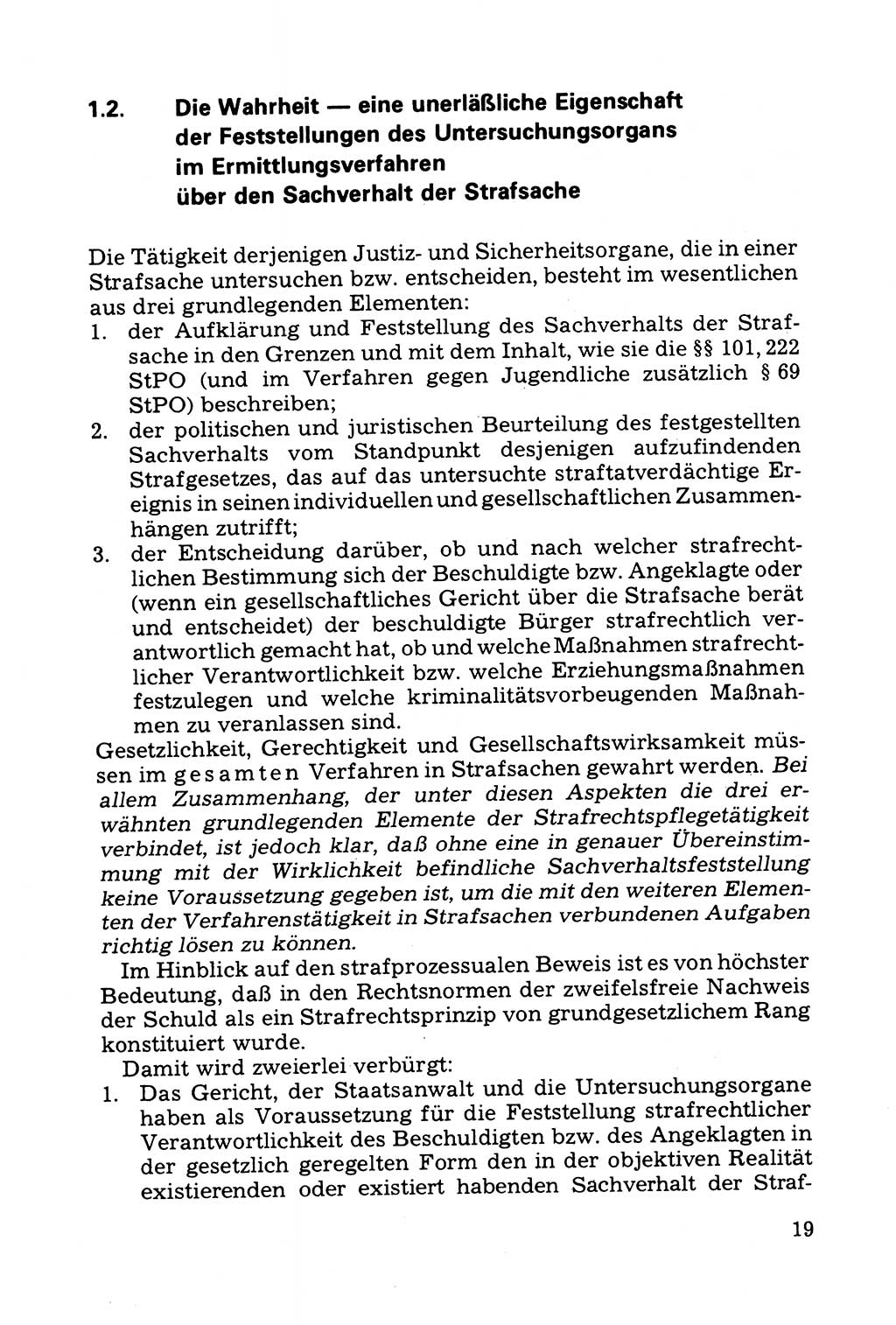 Grundfragen der Beweisführung im Ermittlungsverfahren [Deutsche Demokratische Republik (DDR)] 1980, Seite 19 (Bws.-Fhrg. EV DDR 1980, S. 19)