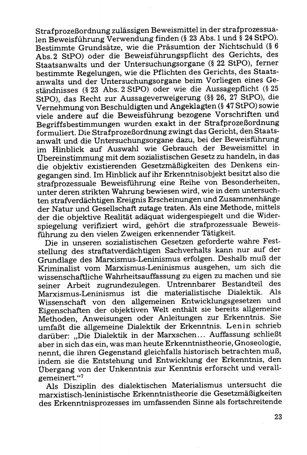 Grundfragen der Beweisführung im Ermittlungsverfahren [Deutsche Demokratische Republik (DDR)] 1980, Seite 23 (Bws.-Fhrg. EV DDR 1980, S. 23)
