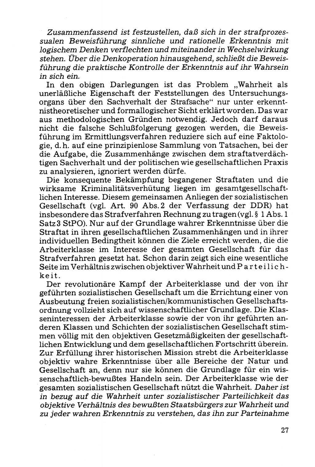 Grundfragen der Beweisführung im Ermittlungsverfahren [Deutsche Demokratische Republik (DDR)] 1980, Seite 27 (Bws.-Fhrg. EV DDR 1980, S. 27)