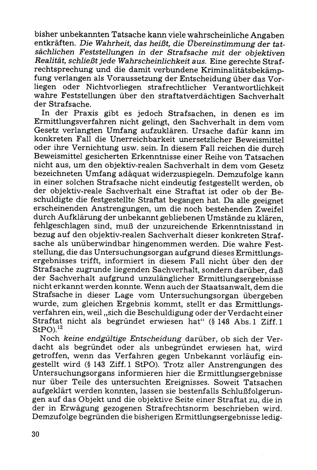 Grundfragen der Beweisführung im Ermittlungsverfahren [Deutsche Demokratische Republik (DDR)] 1980, Seite 30 (Bws.-Fhrg. EV DDR 1980, S. 30)