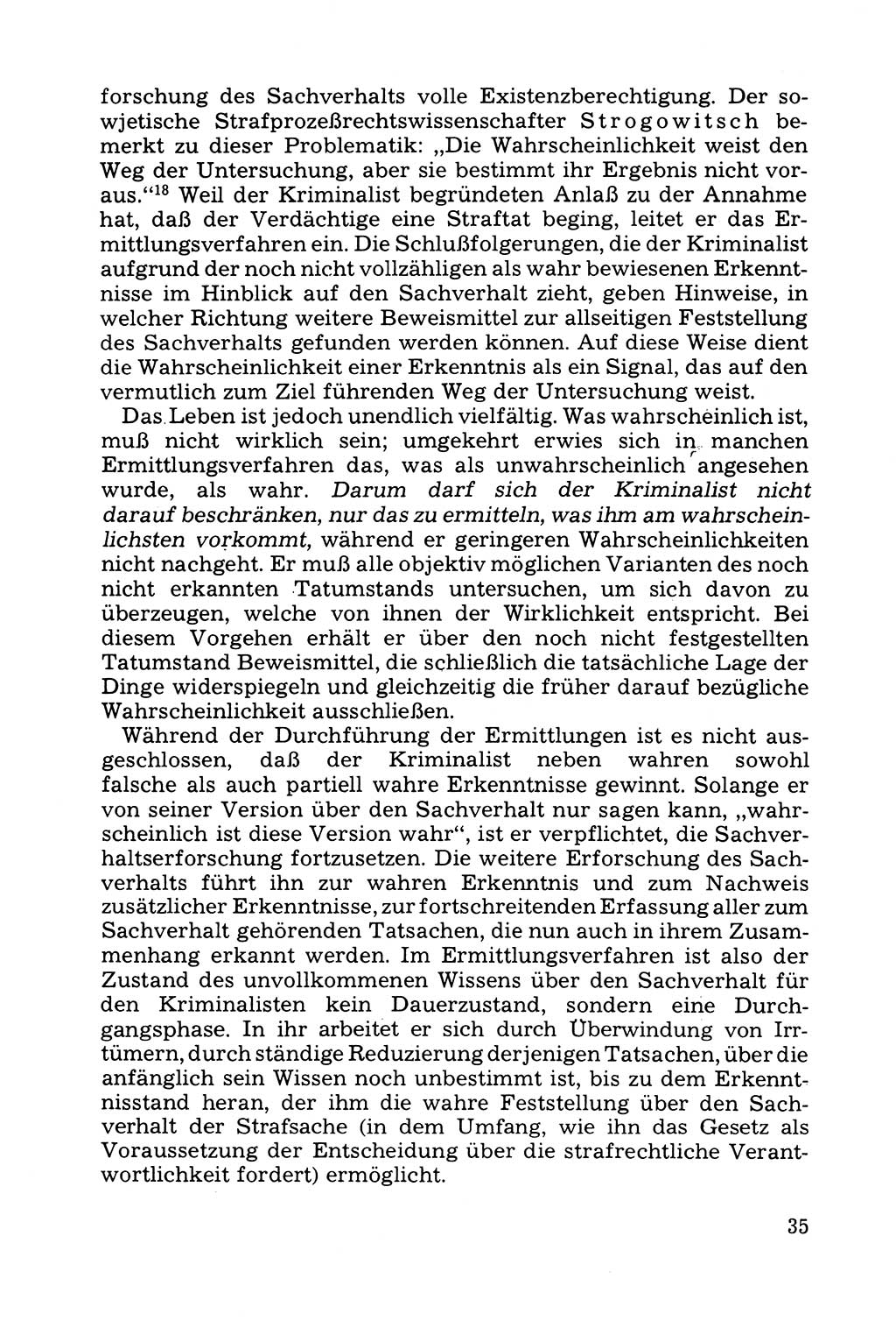 Grundfragen der Beweisführung im Ermittlungsverfahren [Deutsche Demokratische Republik (DDR)] 1980, Seite 35 (Bws.-Fhrg. EV DDR 1980, S. 35)