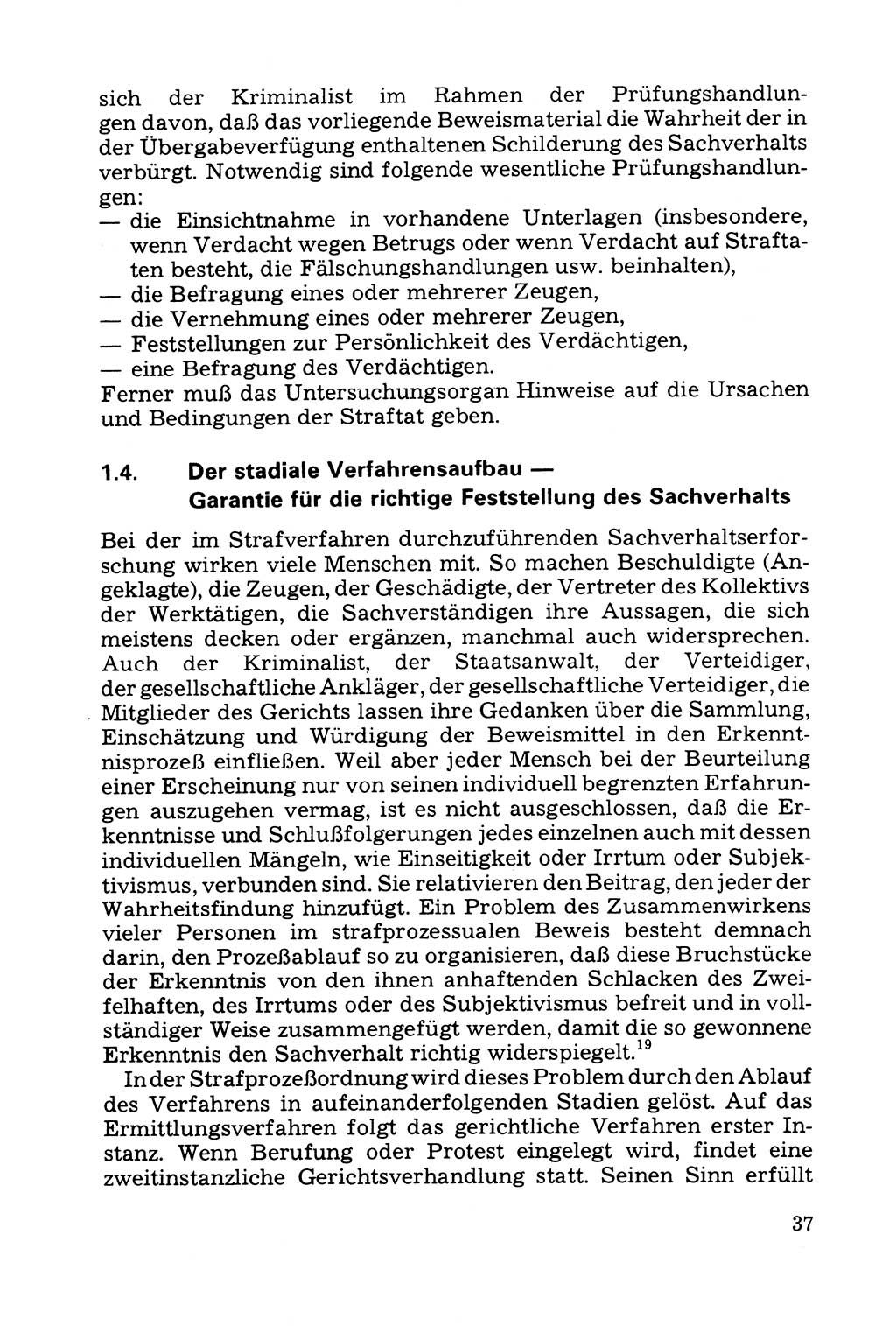 Grundfragen der Beweisführung im Ermittlungsverfahren [Deutsche Demokratische Republik (DDR)] 1980, Seite 37 (Bws.-Fhrg. EV DDR 1980, S. 37)