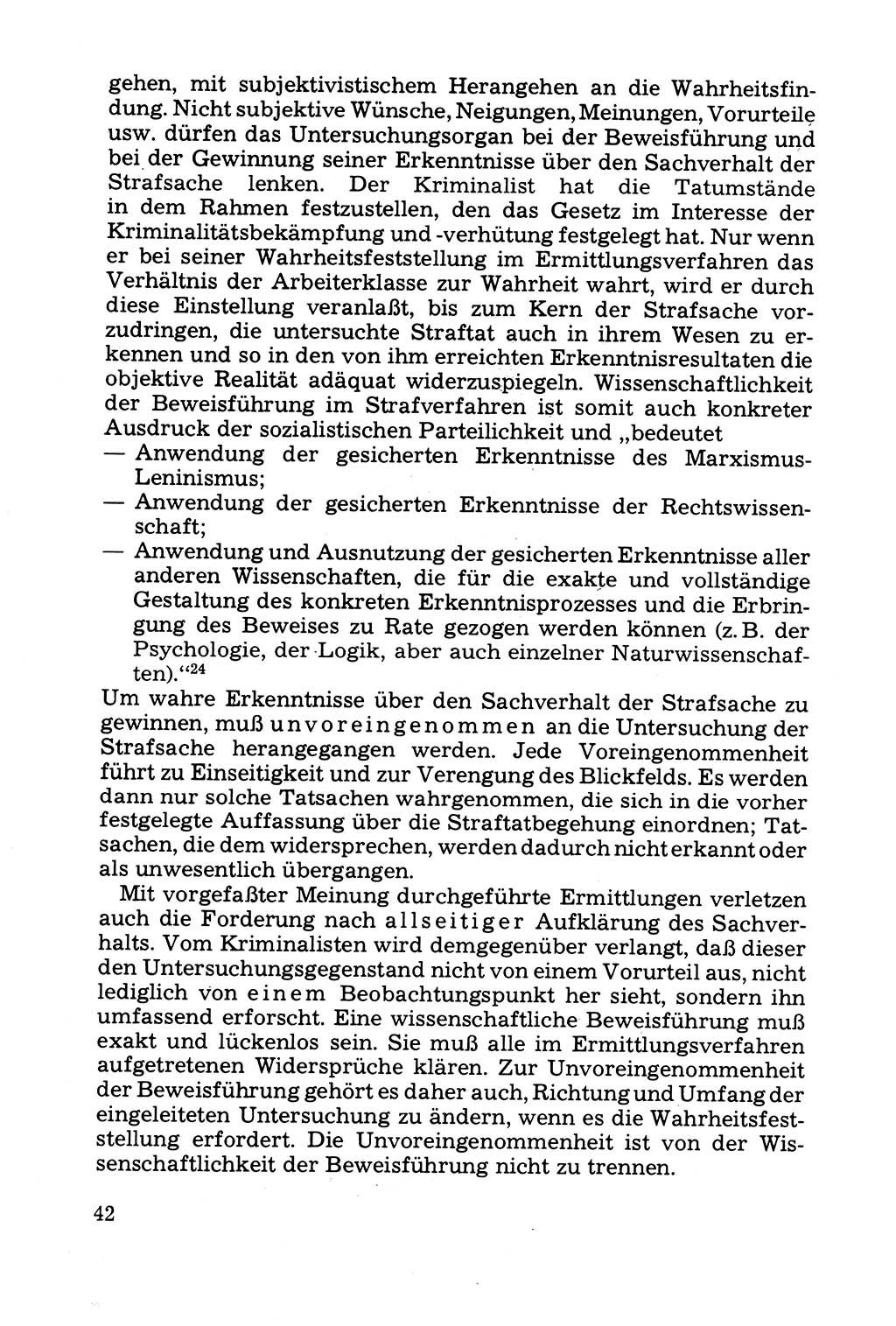 Grundfragen der Beweisführung im Ermittlungsverfahren [Deutsche Demokratische Republik (DDR)] 1980, Seite 42 (Bws.-Fhrg. EV DDR 1980, S. 42)