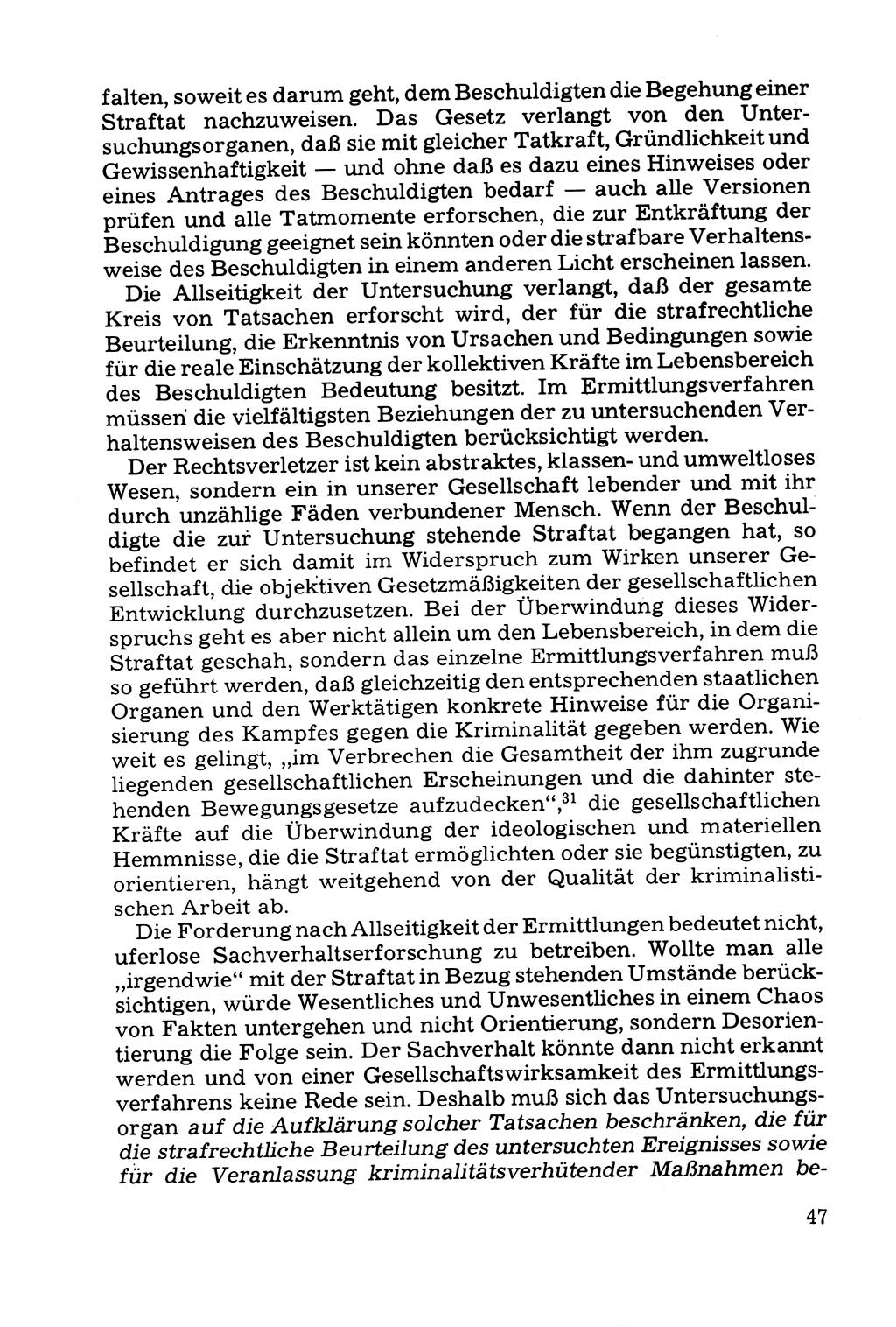 Grundfragen der Beweisführung im Ermittlungsverfahren [Deutsche Demokratische Republik (DDR)] 1980, Seite 47 (Bws.-Fhrg. EV DDR 1980, S. 47)