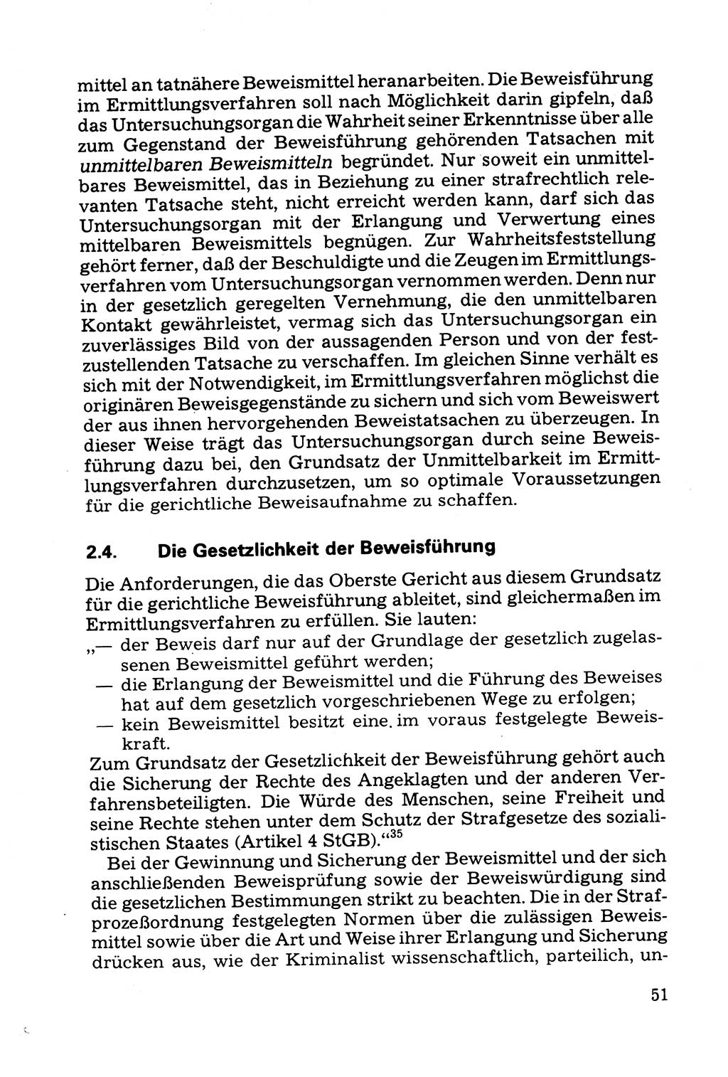 Grundfragen der Beweisführung im Ermittlungsverfahren [Deutsche Demokratische Republik (DDR)] 1980, Seite 51 (Bws.-Fhrg. EV DDR 1980, S. 51)