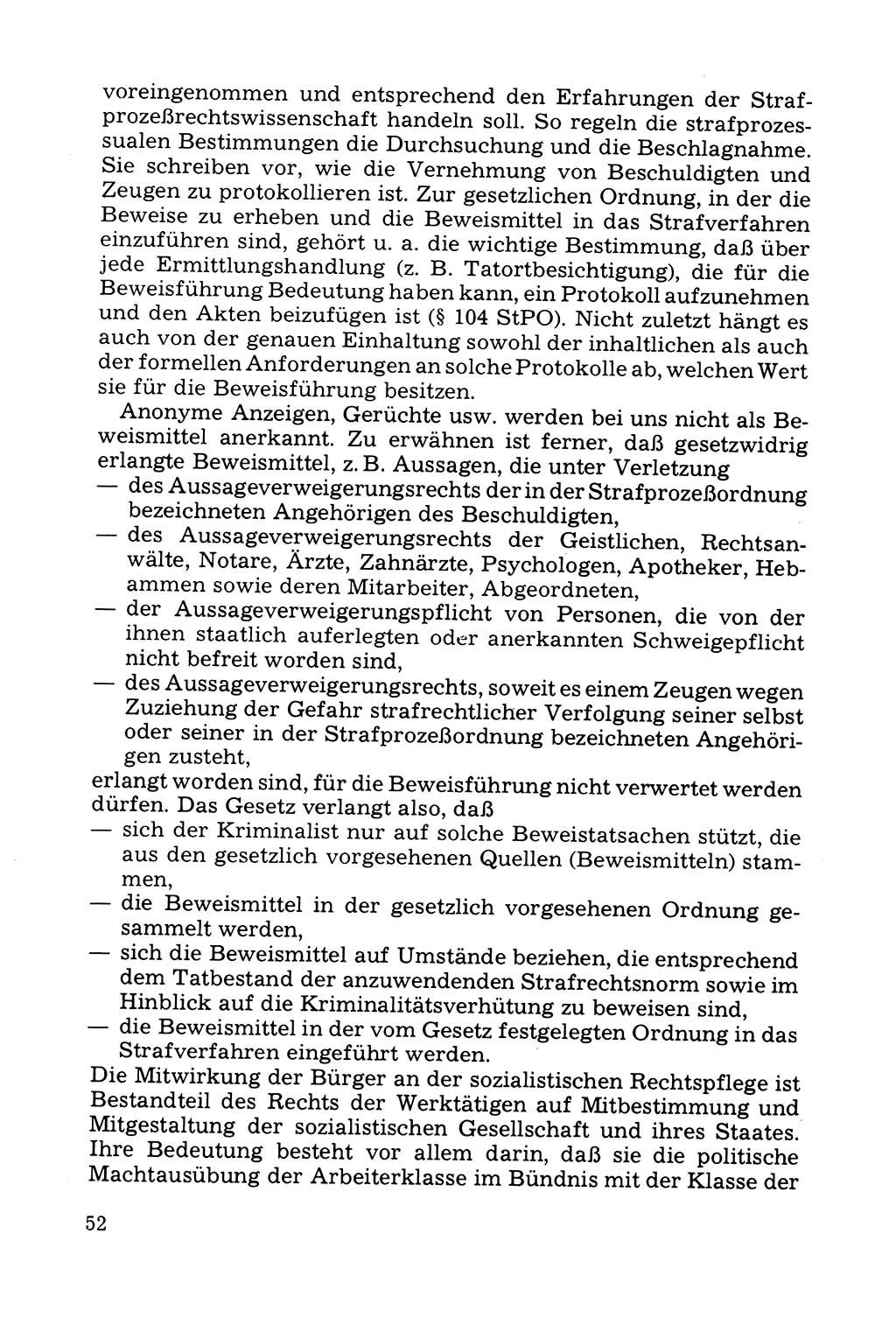 Grundfragen der Beweisführung im Ermittlungsverfahren [Deutsche Demokratische Republik (DDR)] 1980, Seite 52 (Bws.-Fhrg. EV DDR 1980, S. 52)